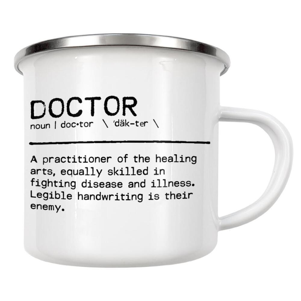 Emaille Tasse "Doctor Quote" artboxONE - Typografie,Schwarzweiß,Lustig