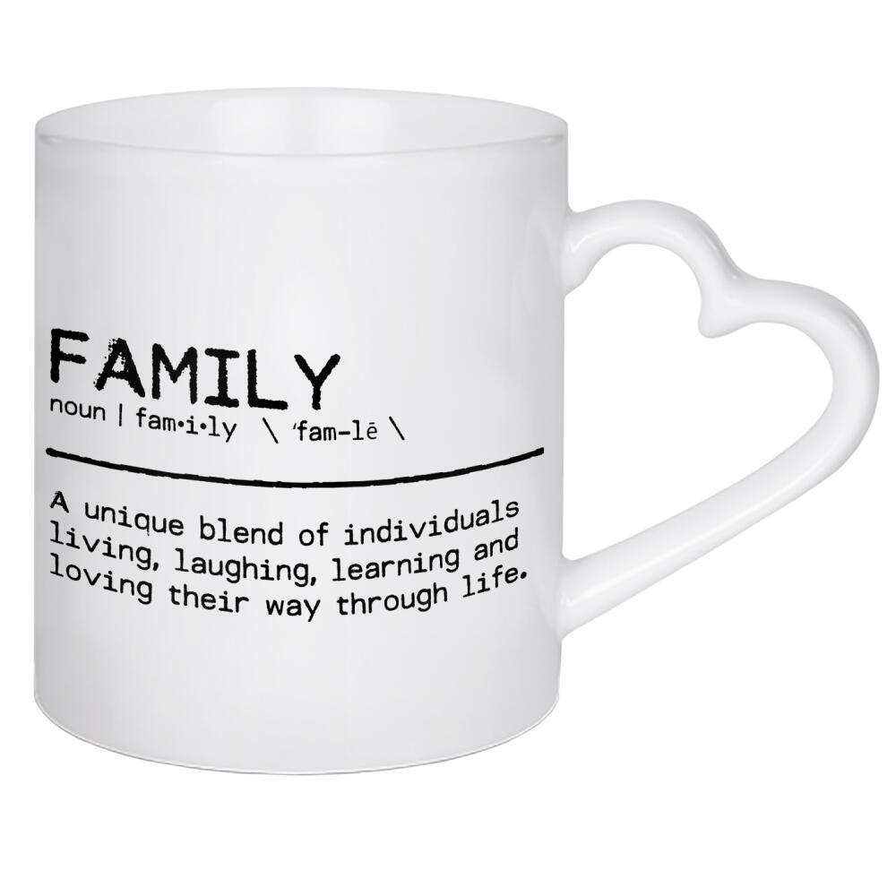 Herztasse "Family Quote Love" artboxONE - Typografie,Schwarzweiß,Liebe - Family,Familie,Quote