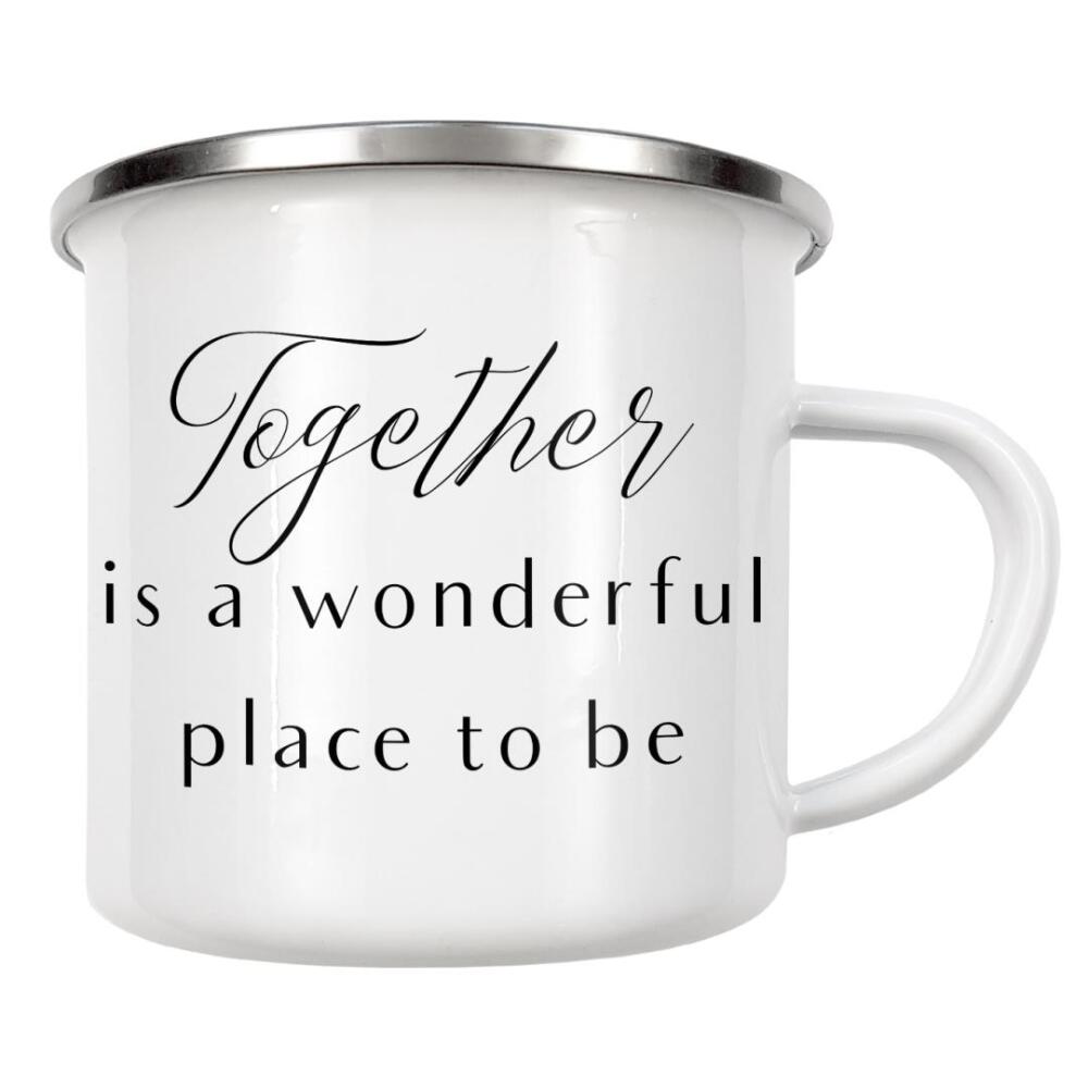 Emaille Tasse "Together is a wonderful place" artboxONE - Typografie,Schwarzweiß,Liebe - Love,Wonderful,Place