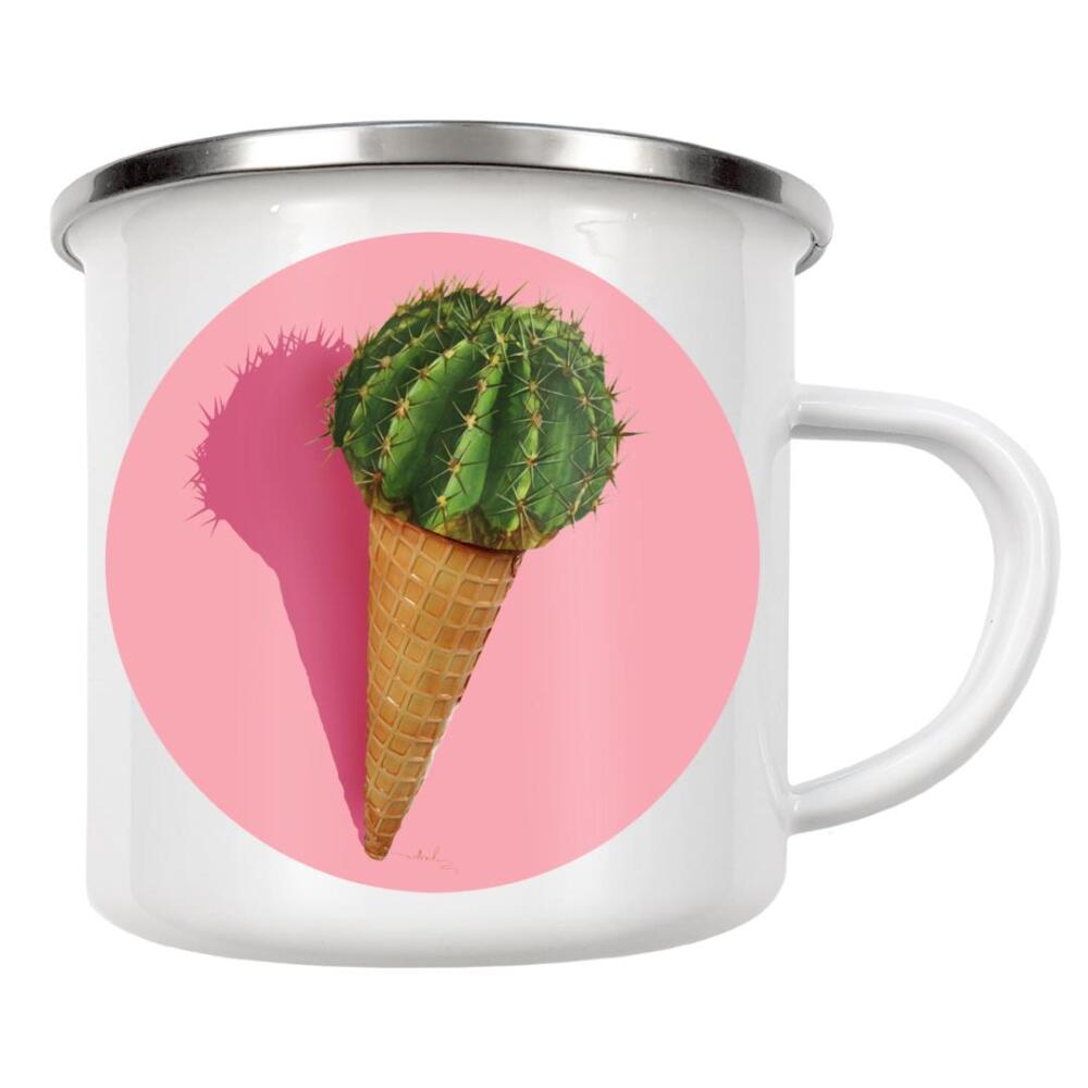 Emaille Tasse "Caramba Cacti" artboxONE - Essen & Trinken,Abstrakt - Kaktus,Eis,Eiscreme