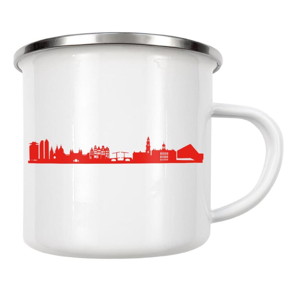 Emaille Tasse "AMSTERDAM 03 Monochrom Tangerine" artboxONE - Städte,Reise,Architektur,Städte / Amsterdam