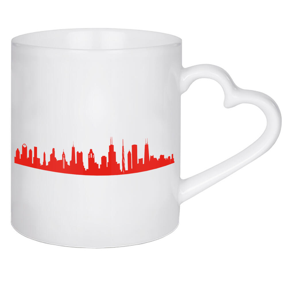 Herztasse "CHICAGO 03 Monochrom Tangerine" artboxONE - Städte,Reise,Abstrakt,Architektur,Städte / Chicago,Reise / Länder