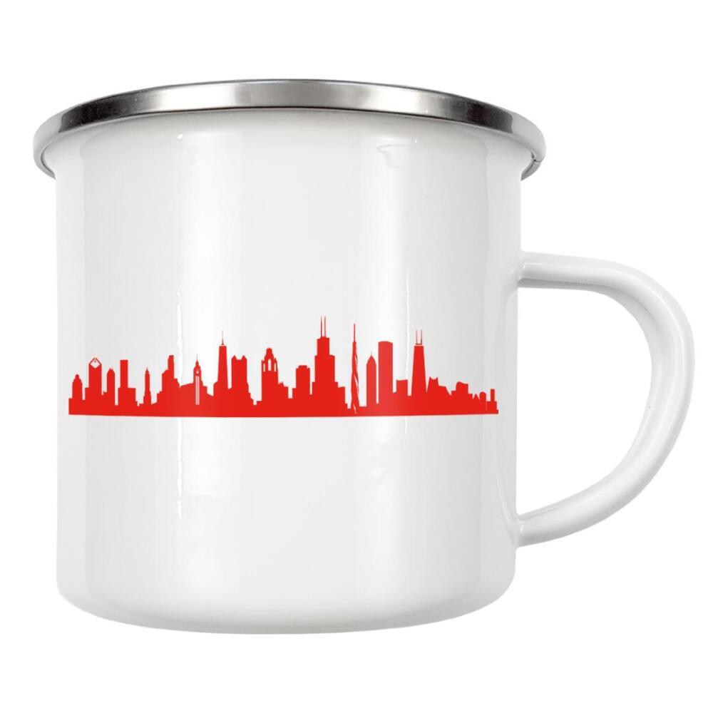 Emaille Tasse "CHICAGO 03 Monochrom Tangerine" artboxONE - Städte,Reise,Abstrakt,Architektur,Städte / Chicago,Reise / Länder