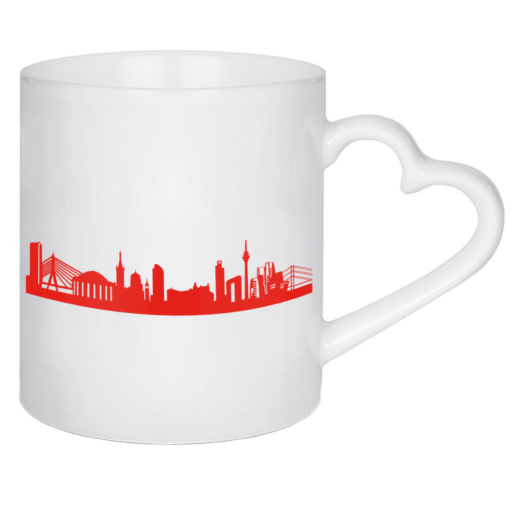 Herztasse "DÜSSELDORF 03 Monochrom Tangerine" artboxONE - Städte,Reise,Abstrakt,Architektur,Städte / Düsseldorf,Reise / Länder