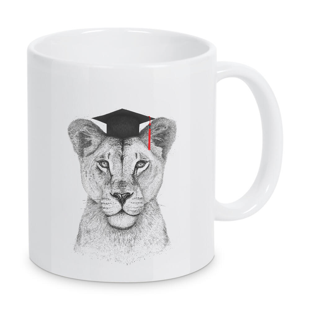Tasse "Akademiker Löwin" artboxONE - Tiere,Schwarzweiß - Löwe,Löwin,Akademiker,Universität