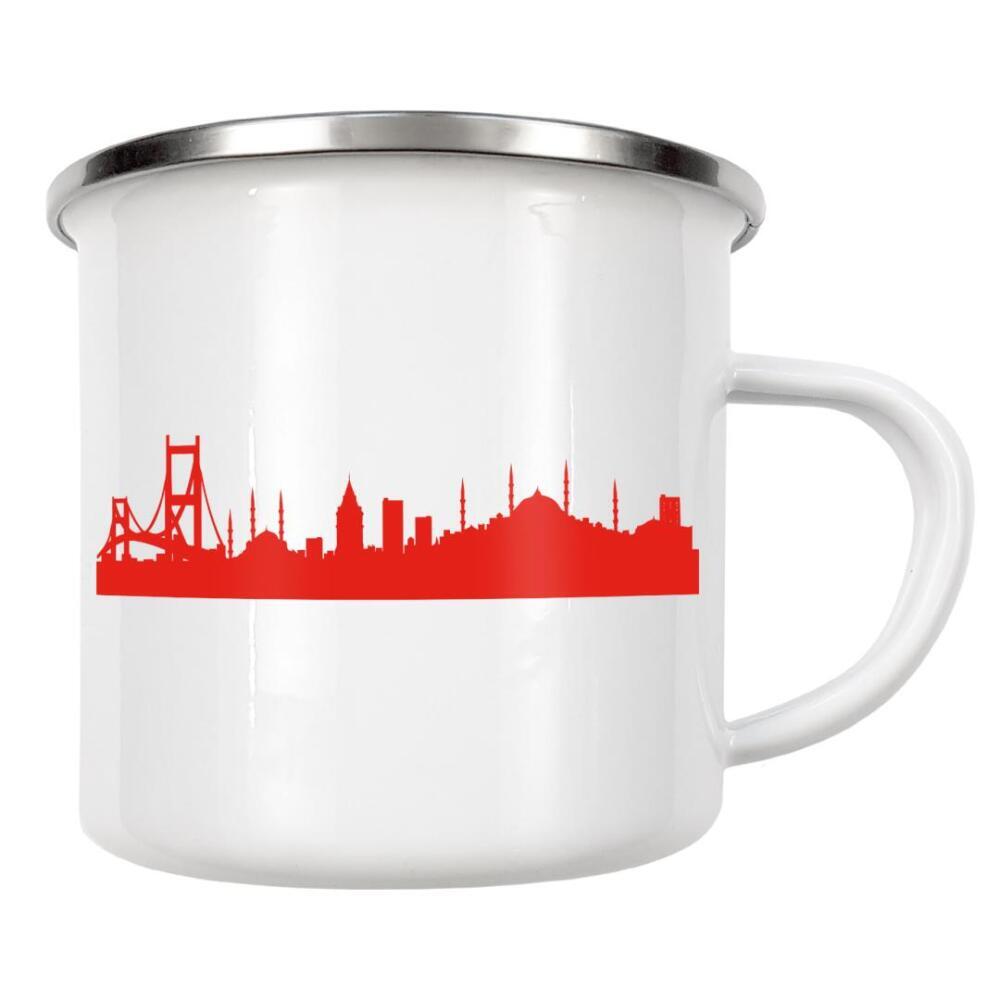 Emaille Tasse "ISTANBUL tangerine" artboxONE - Städte,Reise,Abstrakt,Architektur,Reise / Länder - Istanbul skyline city scape 44spaces