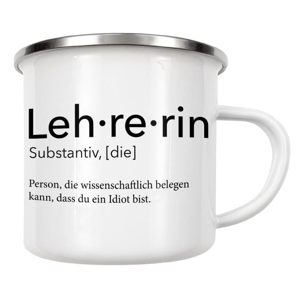 Emaille Tasse "Lehrerin Definition 13" artboxONE - Schwarzweiß,Lehrersprüche - Lehrerin,Definition