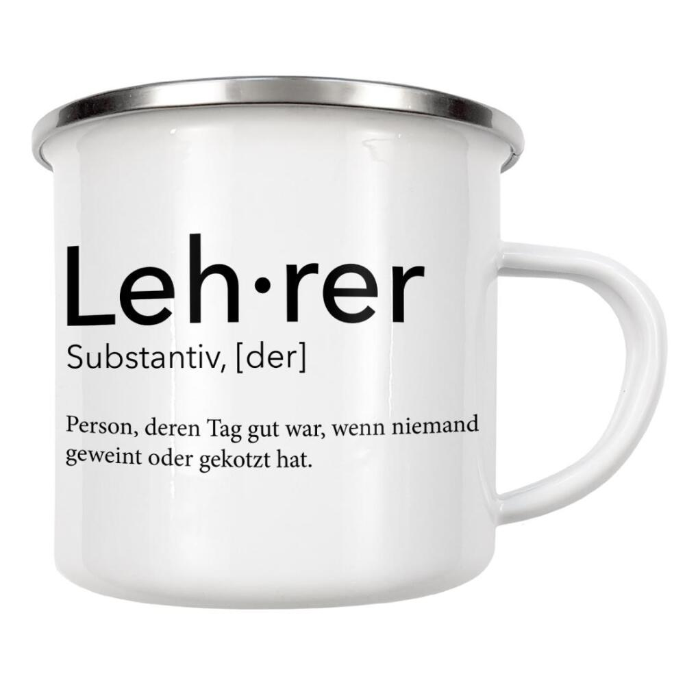 Emaille Tasse "Lehrer Definition 50" artboxONE - Schwarzweiß,Lehrersprüche - Lehrer,Definition