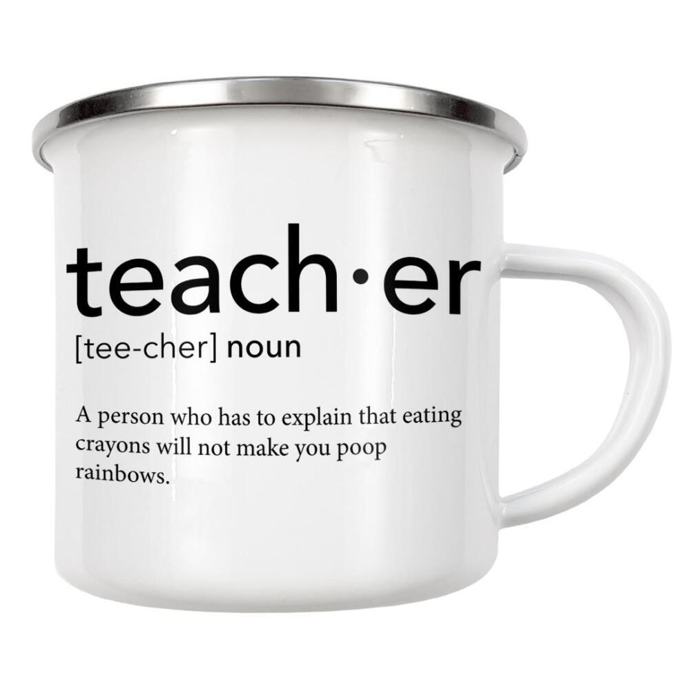 Emaille Tasse "Teacher definition - Crayons" artboxONE - Schwarzweiß,Lehrersprüche - Teacher,Definition