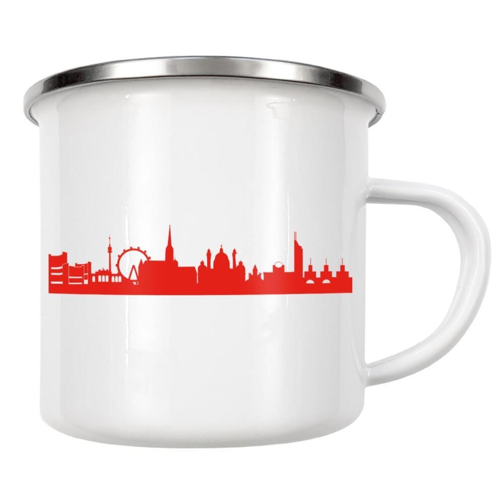 Emaille Tasse "VIENNA 03 Monochrom Tangerine" artboxONE - Städte,Reise,Abstrakt,Architektur,Reise / Länder,Städte / Wien