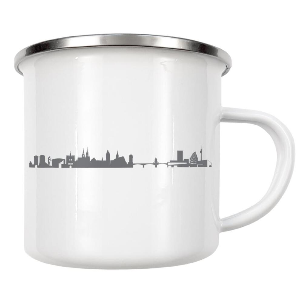 Emaille Tasse "Basel 02 Monochrom Schiefergrau" artboxONE - Städte,Reise,Schwarzweiß,Architektur,Reise / Länder