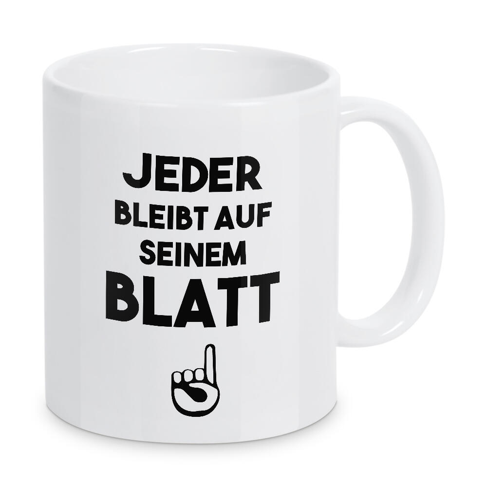 Tasse "Jeder bleibt auf seinem Blatt" artboxONE - Schwarzweiß,Lehrersprüche - Lehrer,Schule,Schüler