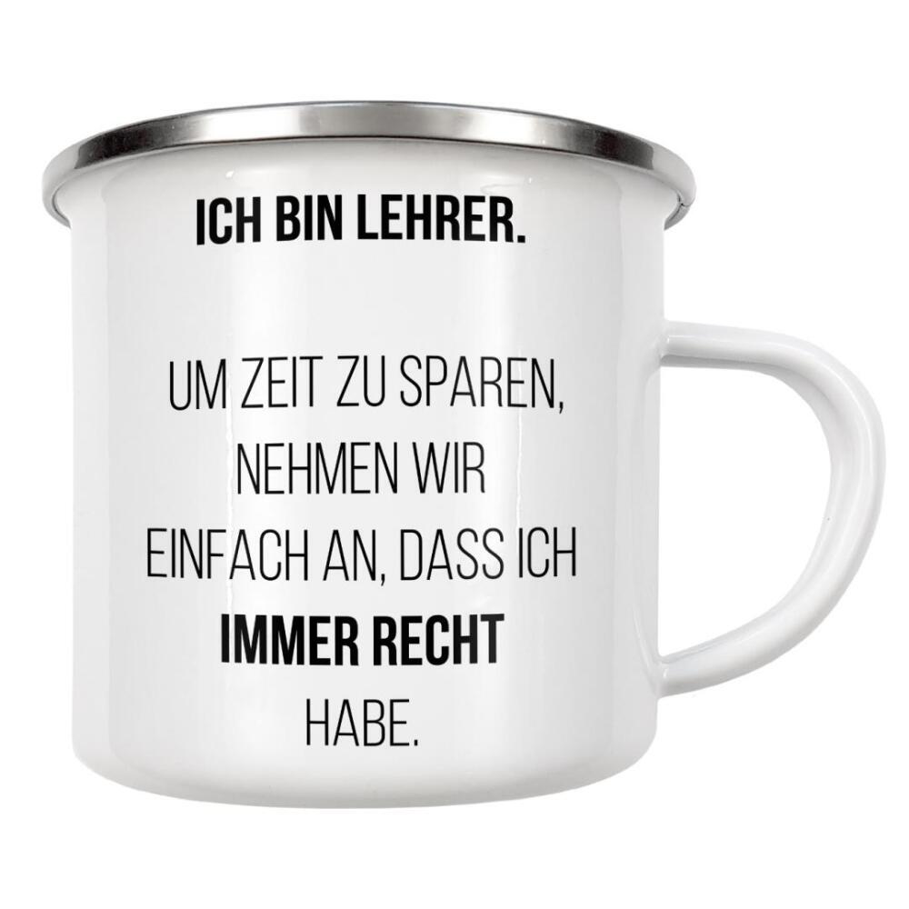 Emaille Tasse "Besserwisser" artboxONE - Schwarzweiß,Lehrersprüche - Lehrer,Recht,Schule