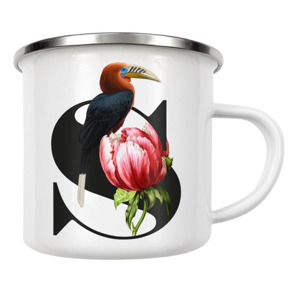 Emaille Tasse "Botanical Alphabet-S" artboxONE - Buchstaben,Buchstaben / S
