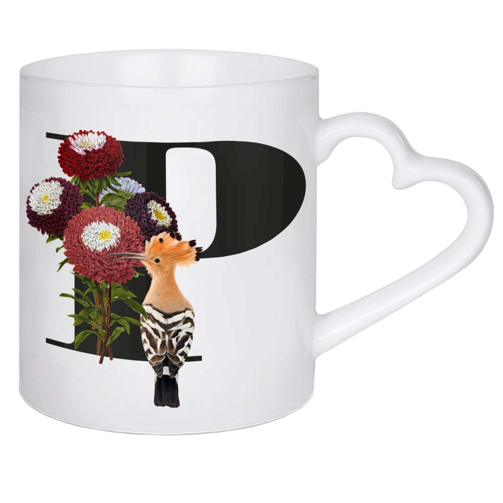 Herztasse "Botanical Alphabet-P" artboxONE - Typografie,Buchstaben,Buchstaben / P