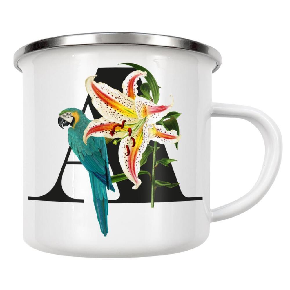 Emaille Tasse "Botanical Alphabet-A" artboxONE - Buchstaben,Buchstaben / A