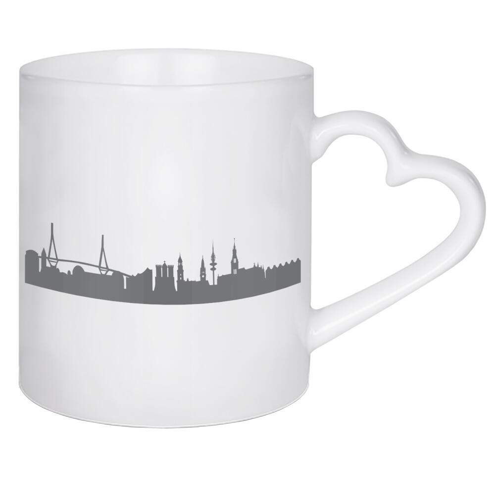 Herztasse "Hamburg 02 Monochrom Schiefergrau" artboxONE - Städte,Städte / Hamburg,Reise,Abstrakt,Schwarzweiß,Architektur,Reise / Länder