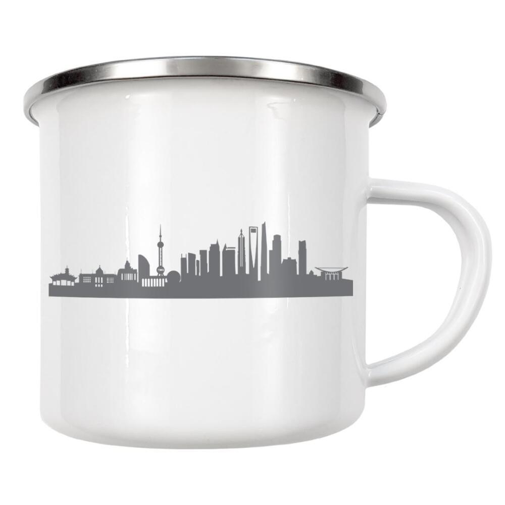 Emaille Tasse "Shanghai 02 Monochrom" artboxONE - Städte,Reise,Abstrakt,Schwarzweiß,Architektur,Reise / Länder,Städte / Shanghai