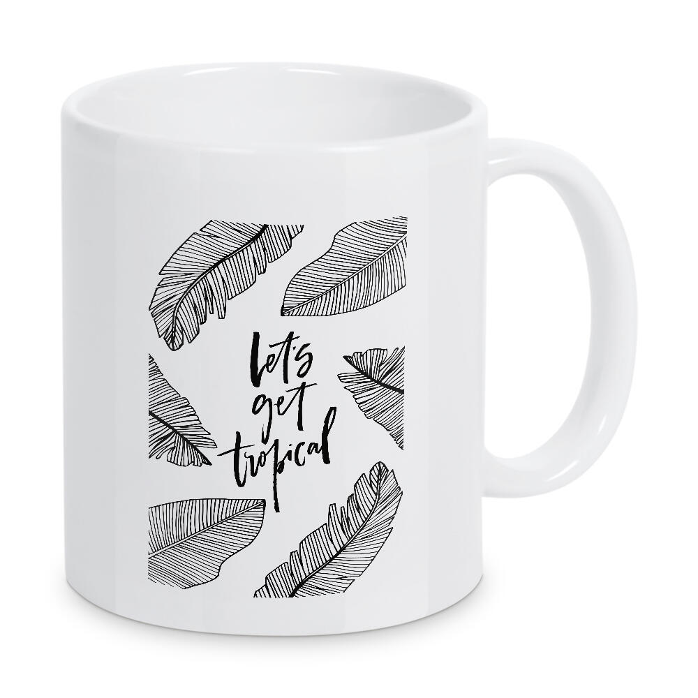 Tasse "Let's Get Tropical" artboxONE - Typografie,Schwarzweiß - Leaves,Summer,Banana