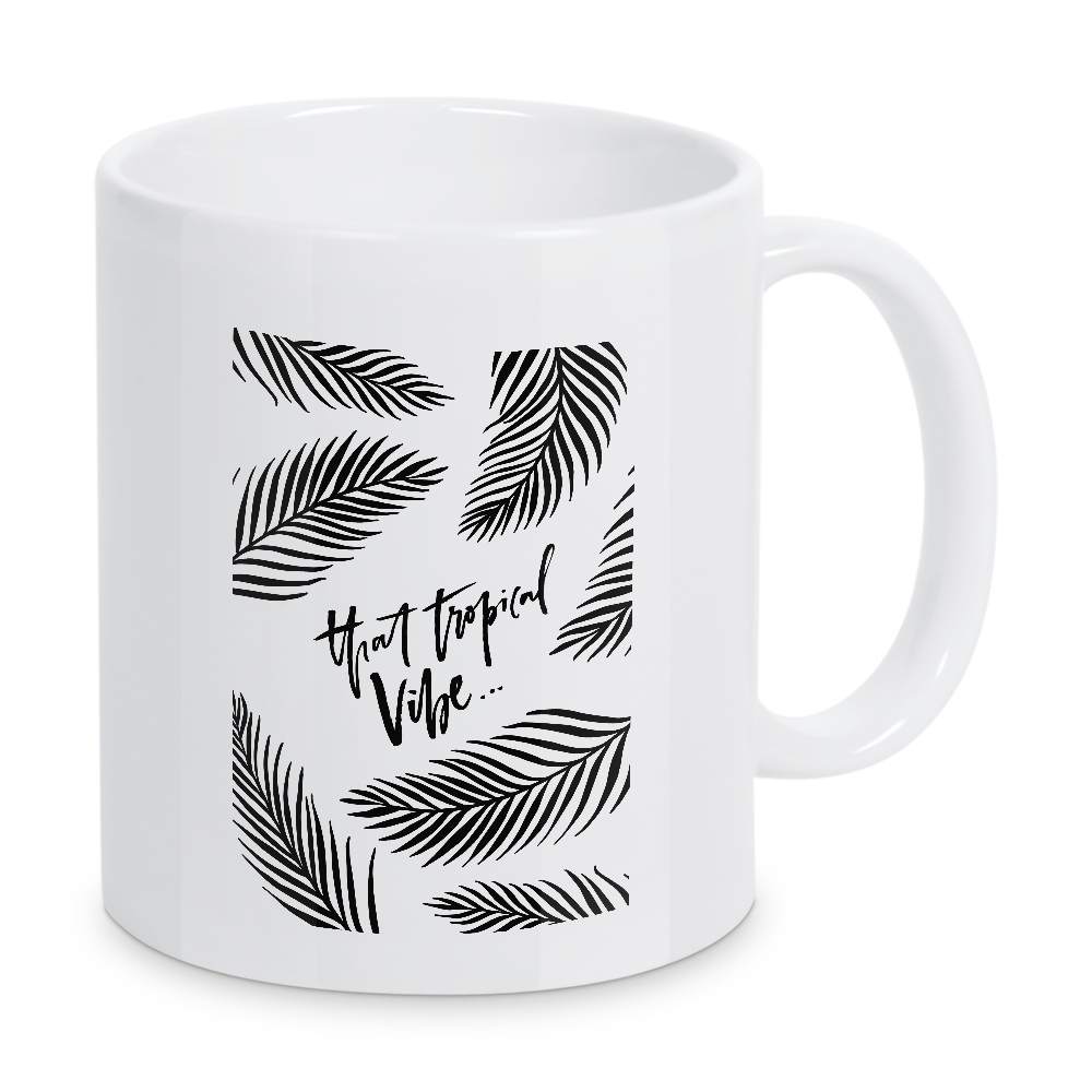 Tasse "That Tropical Vibe - Palm Leaves" artboxONE - Typografie,Schwarzweiß - Summer,Quote,Inspiration