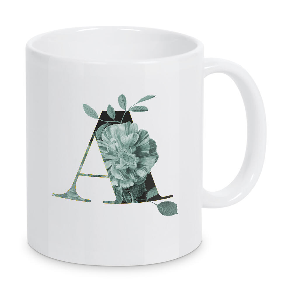 Tasse "Floral Alphabet-A" artboxONE - Schwarzweiß,Buchstaben,Buchstaben / A