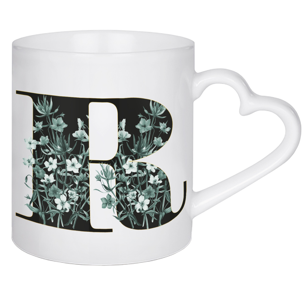 Herztasse "Floral Alphabet-R" artboxONE - Buchstaben,Buchstaben / R