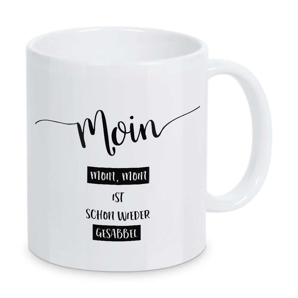 Tasse "Plattdeutsch MOIN, MOIN" artboxONE - Typografie,Schwarzweiß - Dialekt,Spruch,Moin