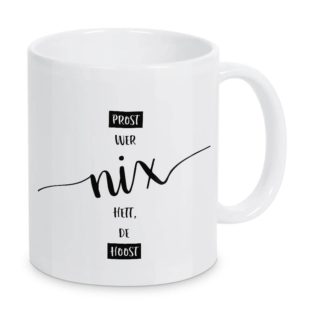 Tasse "Plattdeutsch PROST" artboxONE - Typografie,Schwarzweiß - Dialekt,Trinkspruch