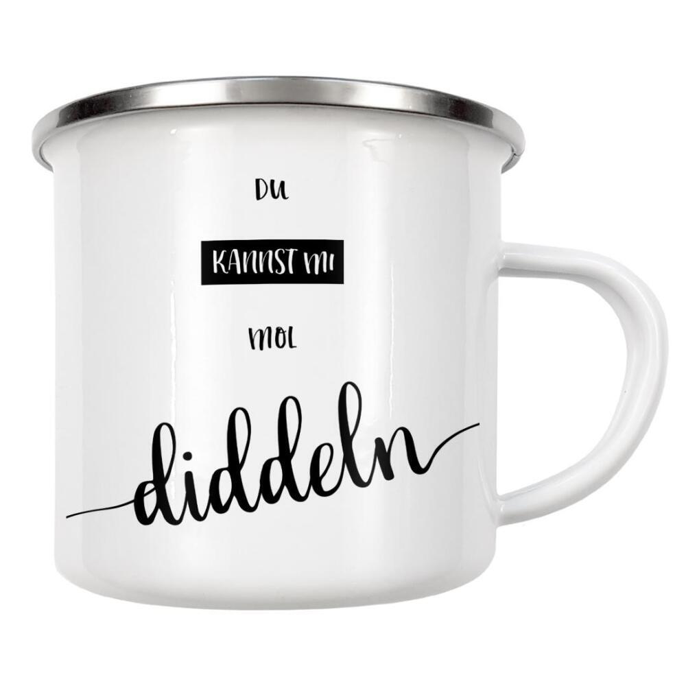 Emaille Tasse "Plattdeutsch DIDDELN" artboxONE - Typografie,Schwarzweiß - Dialekt