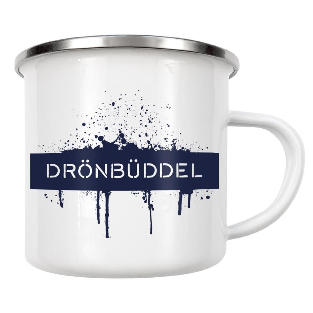 Emaille Tasse "Plattdeutsch DRÖNBÜDDEL" artboxONE - Typografie - Dialekt,Maritim,Langweiler