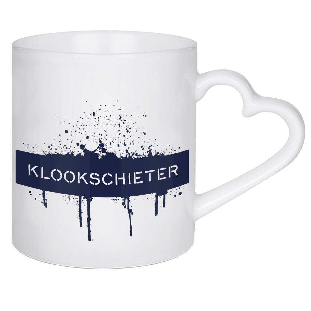 Herztasse "Plattdeutsch KLOOKSCHIETER" artboxONE - Typografie - Dialekt,Spruch,Klugscheißer