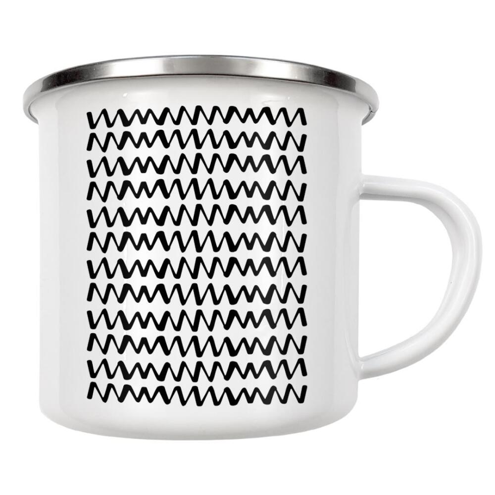 Emaille Tasse "Zig Zag Ethnic Pattern" artboxONE - Abstrakt,Schwarzweiß - Ethno,Minimal,Monochromatic
