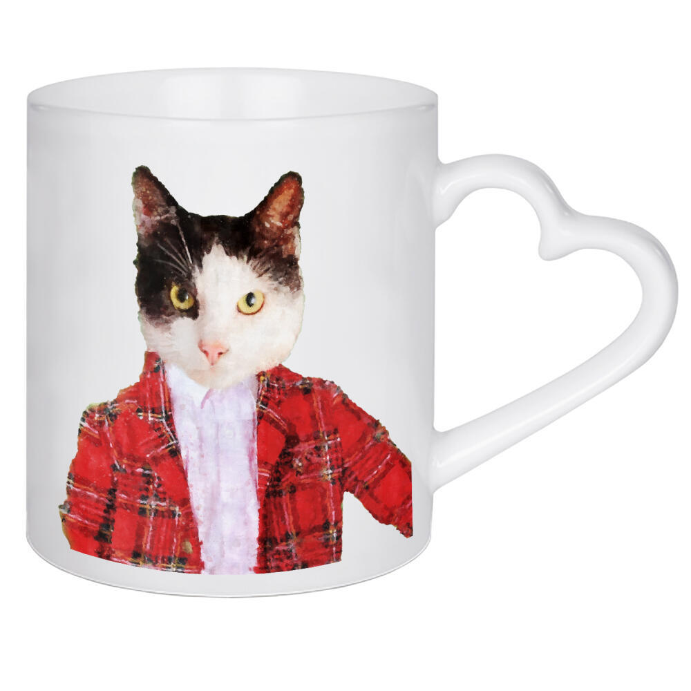 Herztasse "Gentleman Black and White Cat" artboxONE - Tiere,Schwarzweiß - Cat,Suit