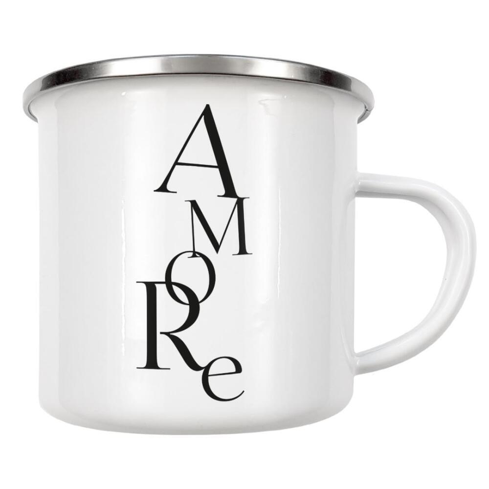 Emaille Tasse "Amore Love" artboxONE - Typografie,Liebe - Liebe,Amore,Buchstaben