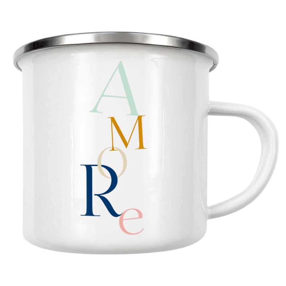 Emaille Tasse "Amore_bunt" artboxONE - Typografie,Liebe - Amore,Liebe