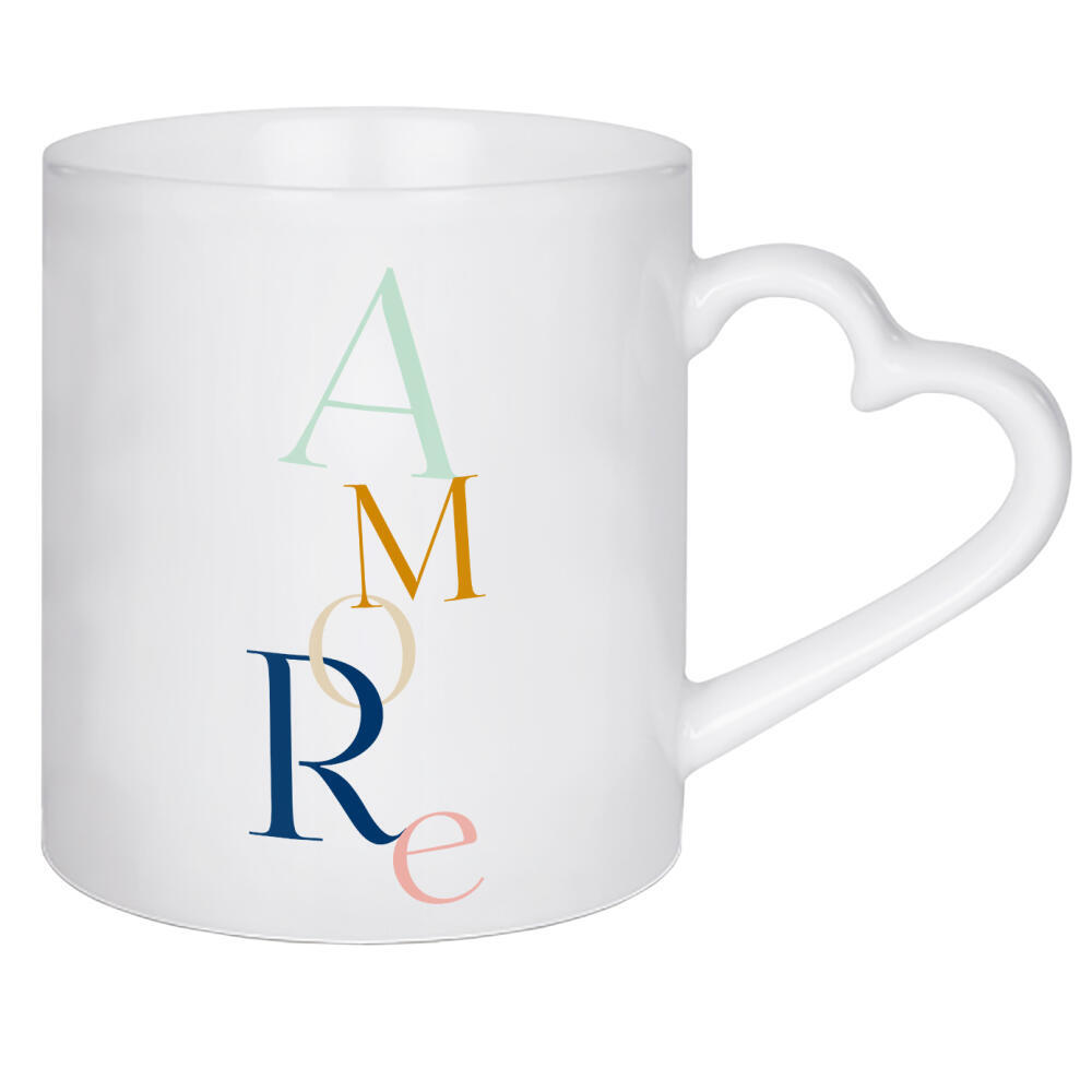 Herztasse "Amore_bunt" artboxONE - Typografie,Liebe - Amore,Liebe