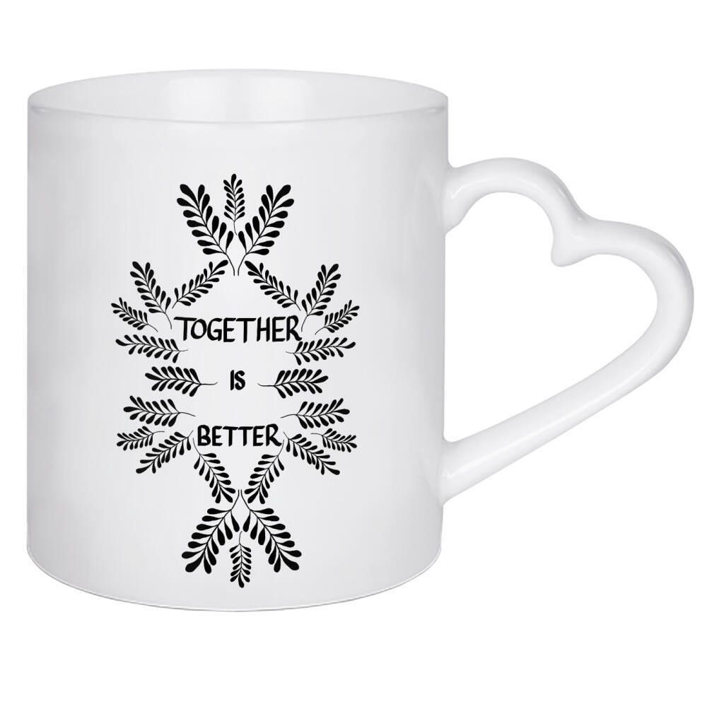 Herztasse "Together is better white" artboxONE - Typografie,Schwarzweiß,Liebe - Together,Liebe,Better