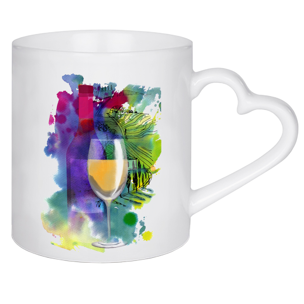 Herztasse "Tuscan white wine" artboxONE - Essen & Trinken / Alkohol - Wine,Watercolor,Tuscan