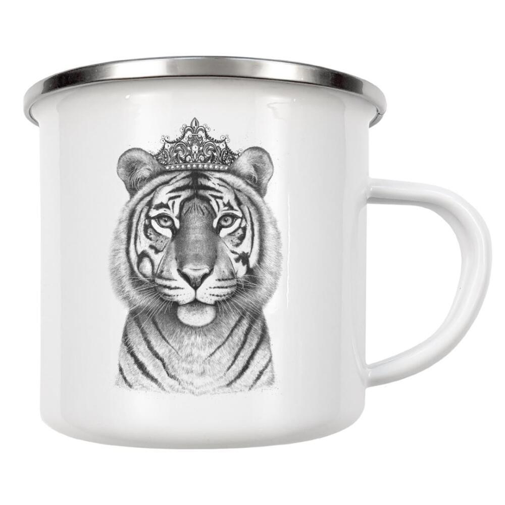 Emaille Tasse "The Tigress Queen" artboxONE - Tiere,Schwarzweiß - Tiger,Tigress,Royal,Queen,Crown