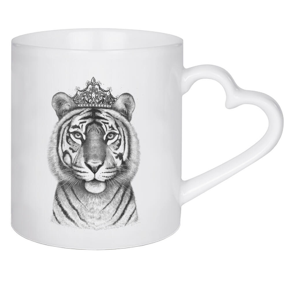 Herztasse "The Tigress Queen" artboxONE - Tiere,Schwarzweiß - Tiger,Tigress,Royal,Queen,Crown