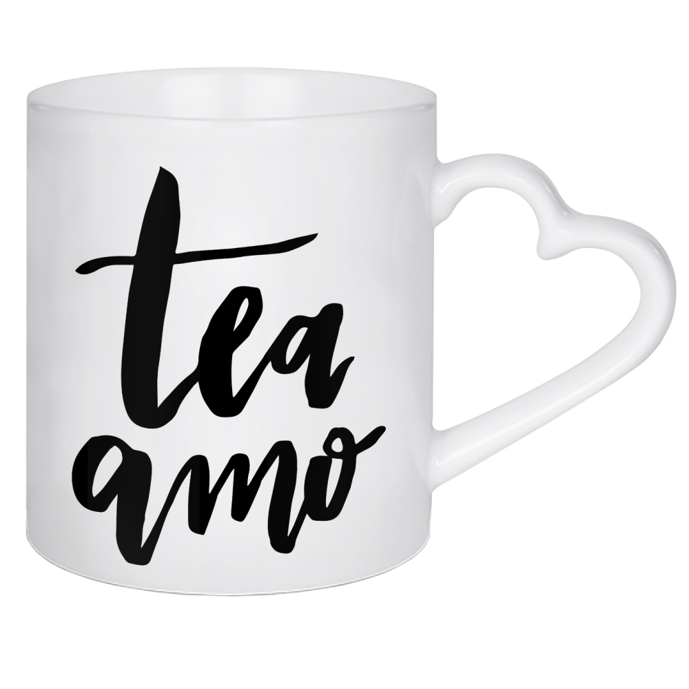 Herztasse "Tea Amo" artboxONE - Typografie,Schwarzweiß,Liebe - Ti amo,Love,Quote