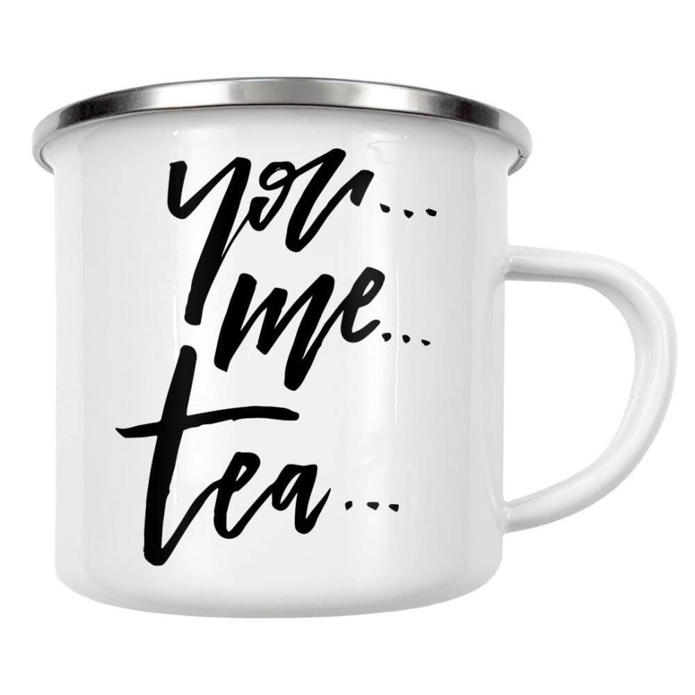 Emaille Tasse "You Me Tea - Lettering Quote" artboxONE - Schwarzweiß,Liebe - Love,Couple,Tea