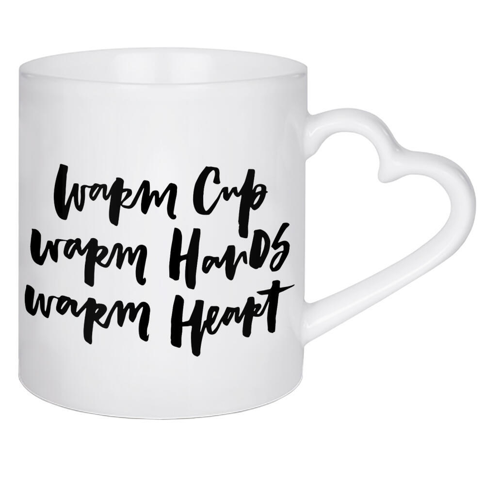 Herztasse "Warm Cup - Warm Hands - Warm Heart" artboxONE - Essen & Trinken,Schwarzweiß - Tea,Coffee,Quote