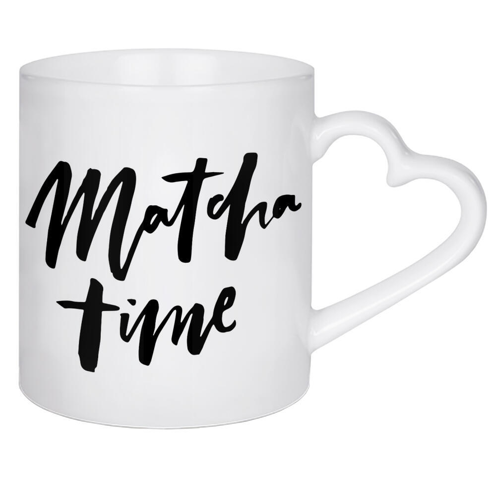 Herztasse "Matcha Time - Handwritten Quote" artboxONE - Essen & Trinken,Schwarzweiß - Tea,Lettering