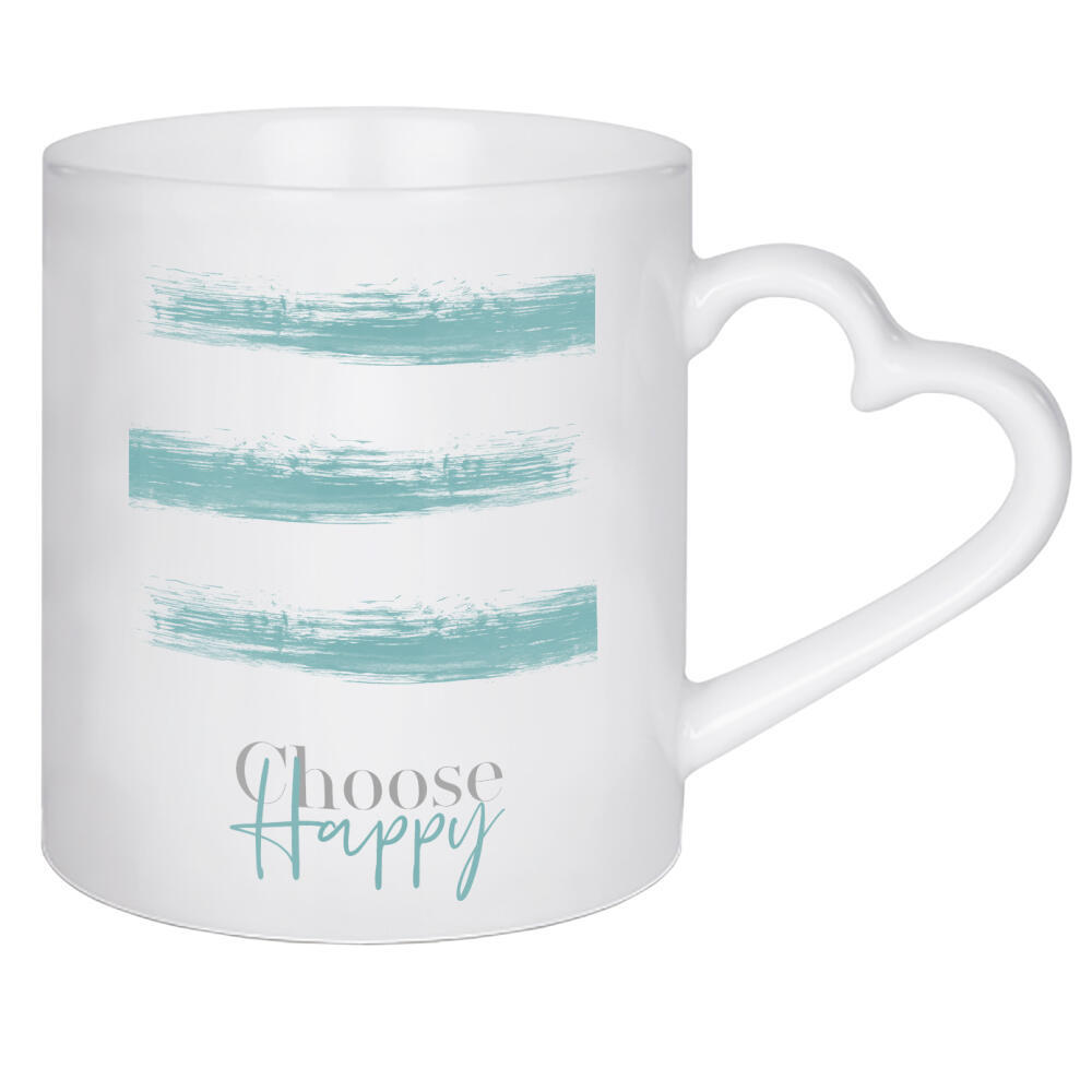 Herztasse "CHOOSE HAPPY - türkis" artboxONE - Typografie - Spruch,Modern,Glücklich
