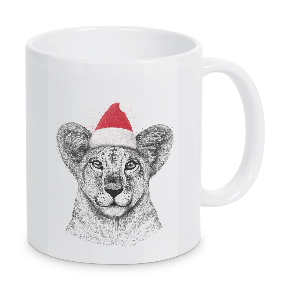 Tasse "Christmas princess lioness" artboxONE - Tiere,Schwarzweiß,Weihnachten - Lion,Cat,Princess,Christmas