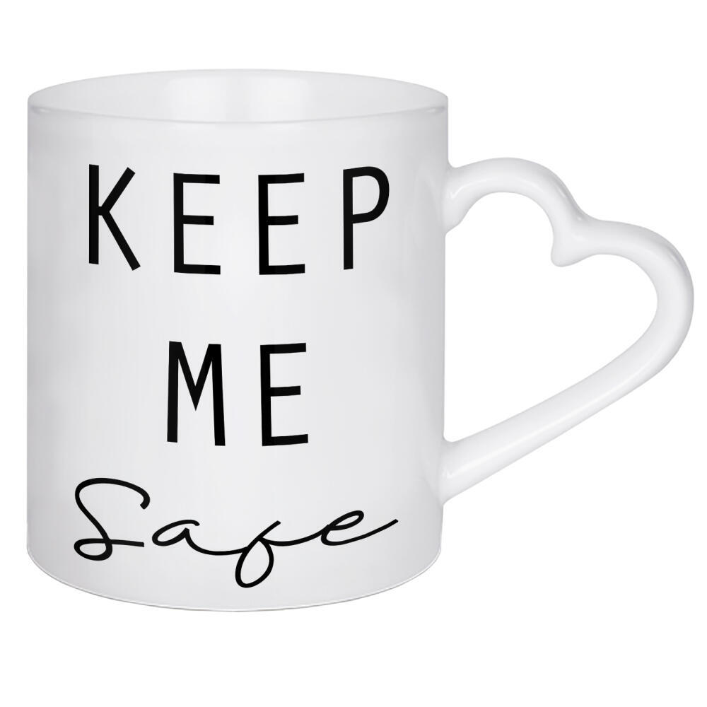 Herztasse "Keep Me Safe" artboxONE - Schwarzweiß,Liebe - Quote,Love,Minimal