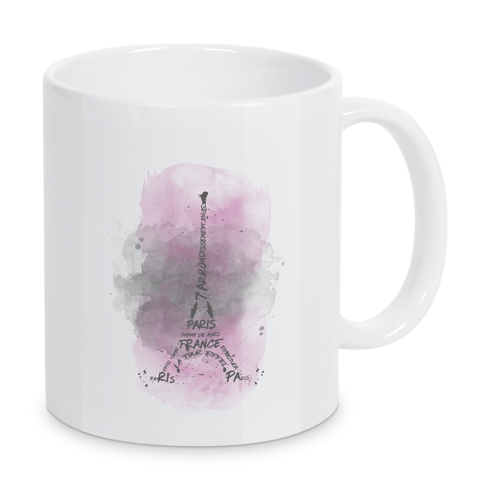 Tasse "Eiffelturm Typografie rosa" artboxONE - Städte / Paris - Paris,Modern,Wasserfarbe