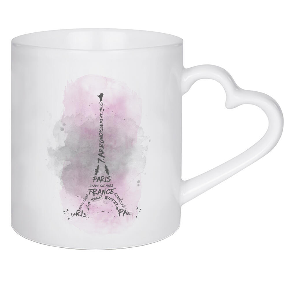 Herztasse "Eiffelturm Typografie rosa" artboxONE - Städte / Paris - Paris,Modern,Wasserfarbe