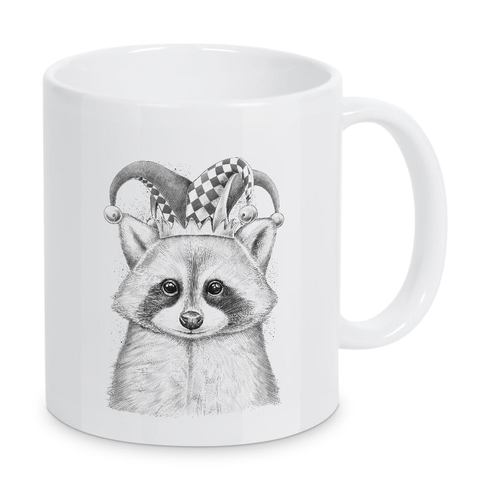 Tasse "Raccoon joker" artboxONE - Natur,Tiere,Schwarzweiß - Waschbär,Waschbären,Tier,Tiere,Natur,Narr,Joker,Hut